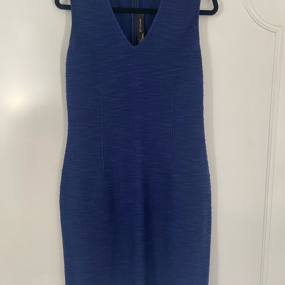 St. John Royal Blue Textured Midi Dress